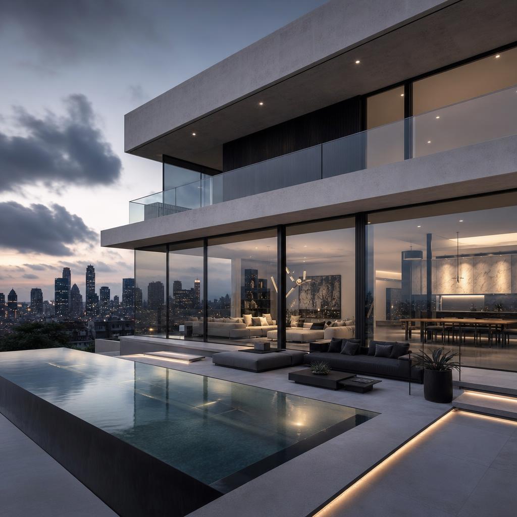 High-end boardroom with city skyline